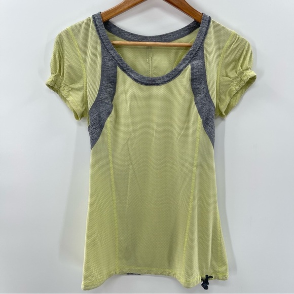 Lululemon Tech Top Yellow Short Puff Sleeve Running Activewear Cinch Waist - Picture 1 of 6